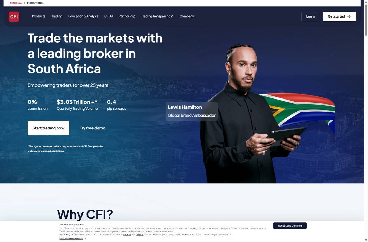Screenshot of the CFI website
