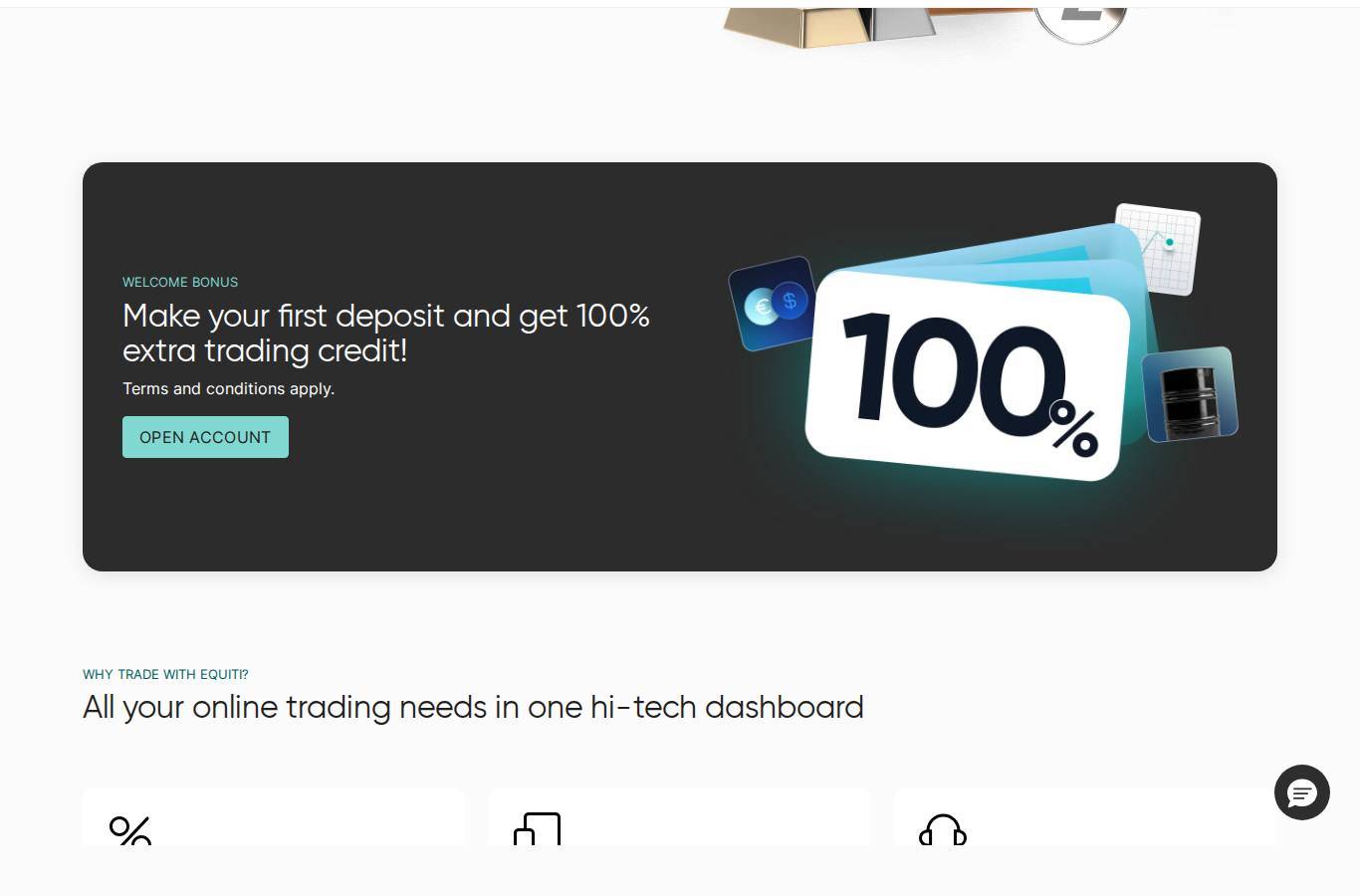 Screenshot of the Equiti website