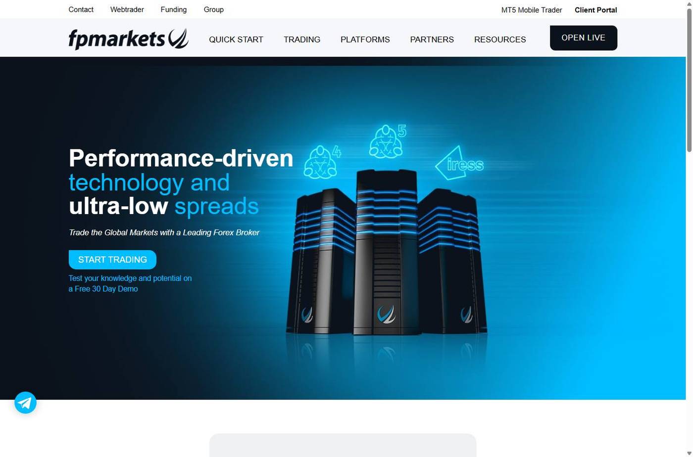 Screenshot of the FP Markets website
