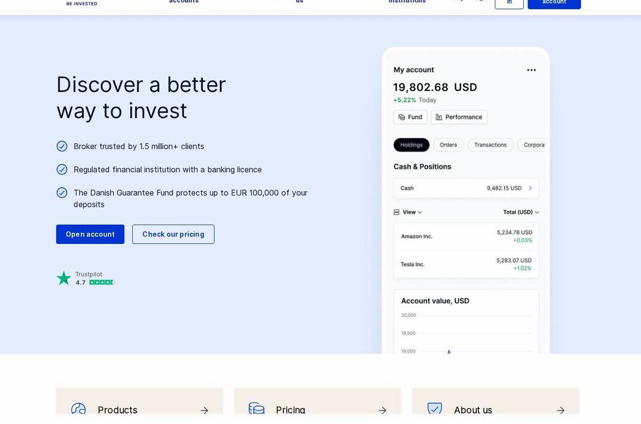 Screenshot of the Saxo Bank website